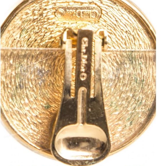 CHRISTIAN DIOR Larges 80's Vintage Signature Loggo Coin Earrings Monogram - Picture 3 of 9